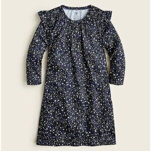 NEW J Crew CREWCUTS Star Print Ruffle Trim Nightgown in Black/Gold/Blue
